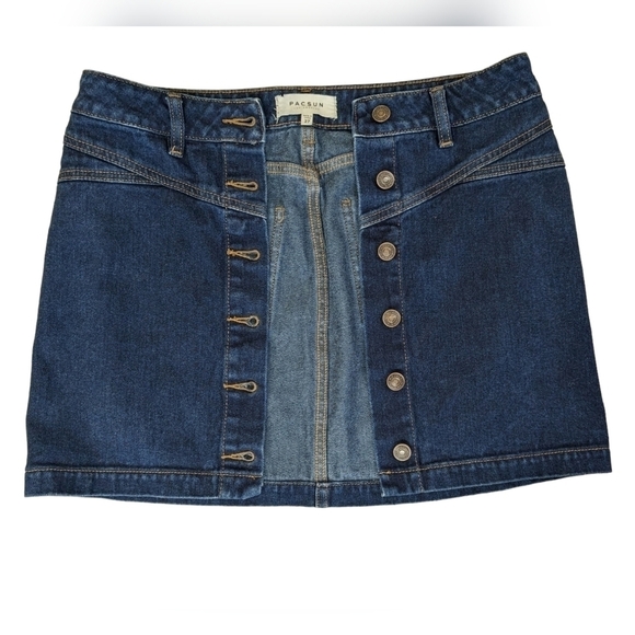 PAC Sun Pacific Sunwear Women's 27 Short Denim Button Down Mini Skirt Y2KCORE - Picture 2 of 13